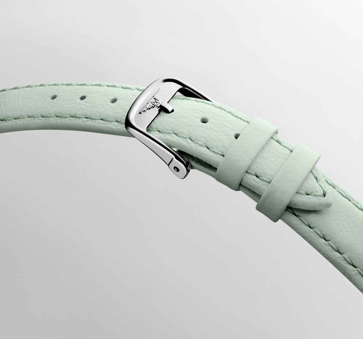[SIMCHA-OFFICIAL-GALLERY:L4.330.4.11.0:06] Longines Elegant Collection 30.00mm Quartz White matt Dial Green Leather Strap Watch — official gallery view 6