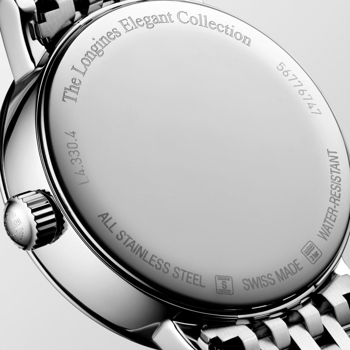 [SIMCHA-OFFICIAL-GALLERY:L4.330.4.87.6:03] Longines Elegant Collection 30.00mm Quartz White mother-of-pearl Dial Stainless Steel Bracelet Watch — official gallery view 3