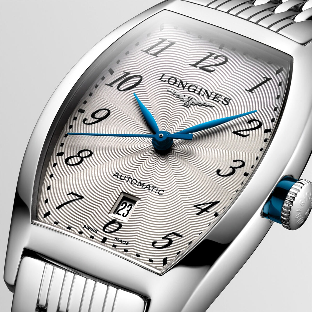 [SIMCHA-OFFICIAL-GALLERY:L2.142.4.73.6:02] Longines Evidenza 26.00 x 30.60mm Automatic Silver "flinqué" Dial Stainless Steel Bracelet Watch — official gallery view 2