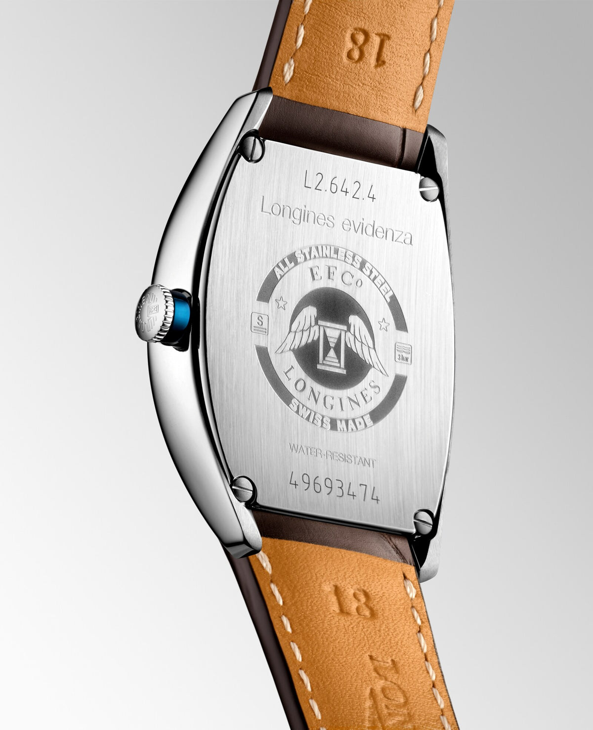 [SIMCHA-OFFICIAL-GALLERY:L2.642.4.73.4:05] Longines Evidenza 33.10 x 38.75mm Automatic Silver "flinqué" Dial Brown Alligator Strap Watch — official gallery view 5