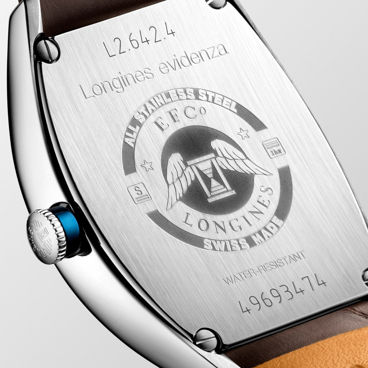 [SIMCHA-OFFICIAL-GALLERY:L2.642.4.73.4:03] Longines Evidenza 33.10 x 38.75mm Automatic Silver "flinqué" Dial Brown Alligator Strap Watch — official gallery view 3
