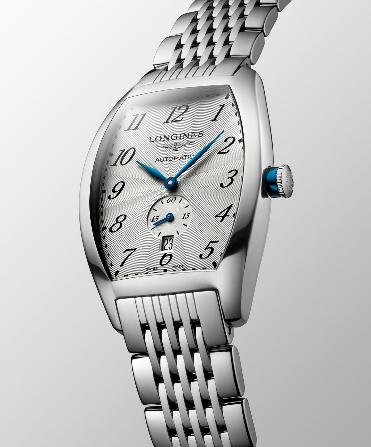 [SIMCHA-OFFICIAL-GALLERY:L2.642.4.73.6:03] Longines Evidenza 33.10 x 38.75mm Automatic Silver "flinqué" Dial Stainless Steel Bracelet Watch — official gallery view 3