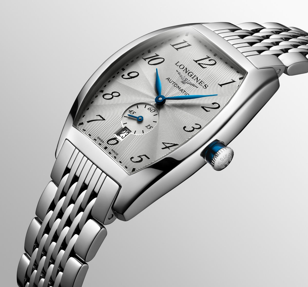 [SIMCHA-OFFICIAL-GALLERY:L2.642.4.73.6:05] Longines Evidenza 33.10 x 38.75mm Automatic Silver "flinqué" Dial Stainless Steel Bracelet Watch — official gallery view 5