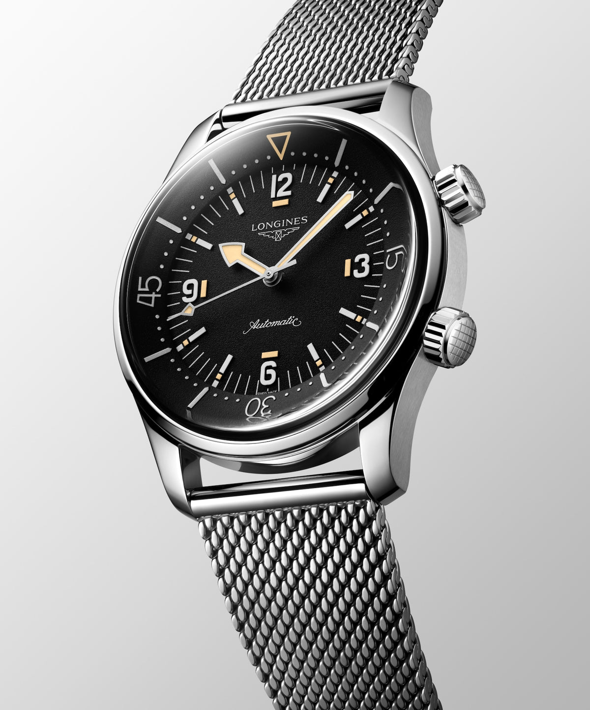 [SIMCHA-TOP500:LONGINES:L3.795.4.59.9:05] LONGINES LEGEND DIVER 59 L3.795.4.59.9 Automatic, Stainless steel, Black grained, Bracelet Watch - Watch face