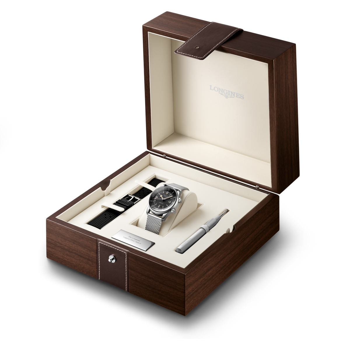 [SIMCHA-TOP500:LONGINES:L3.795.4.59.9:03] LONGINES LEGEND DIVER 59 L3.795.4.59.9 Automatic, Stainless steel, Black grained, Bracelet Watch - Watch box