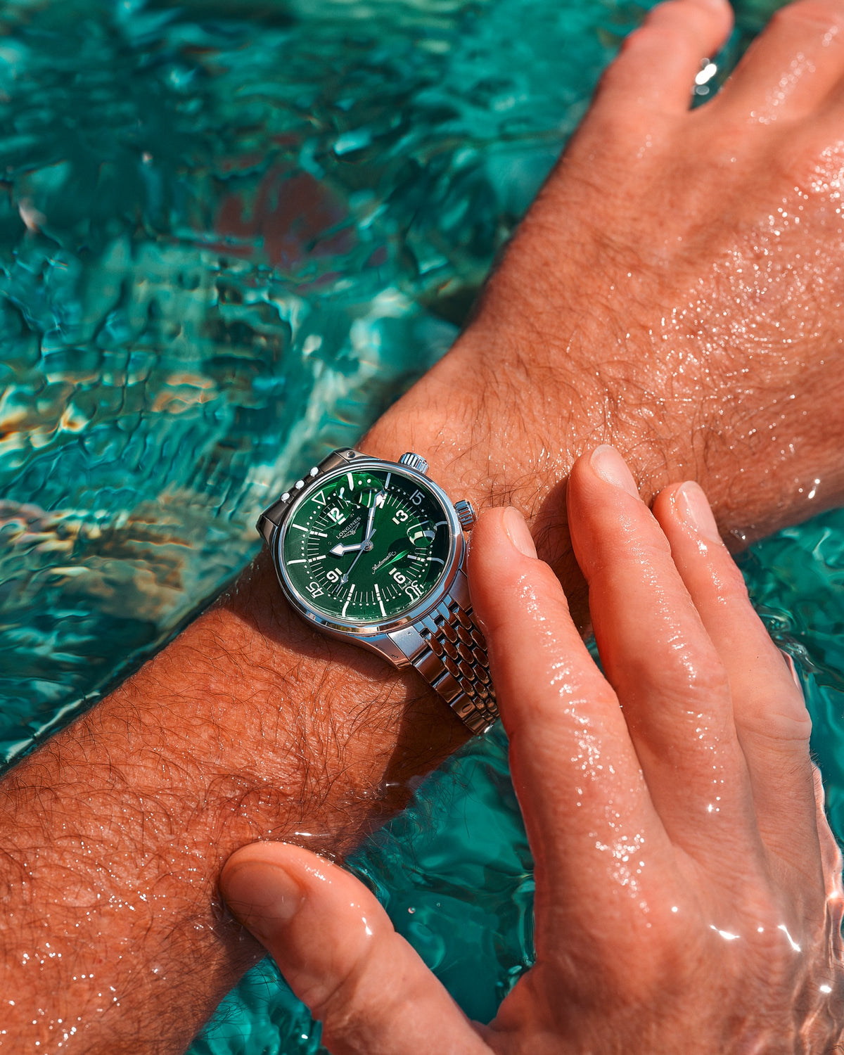 [SIMCHA-TOP500:LONGINES:L3.764.4.06.6:05] LONGINES LEGEND DIVER L3.764.4.06.6 Automatic, Stainless steel, Green lacquered polished, Bracelet Watch - Extra picture 2