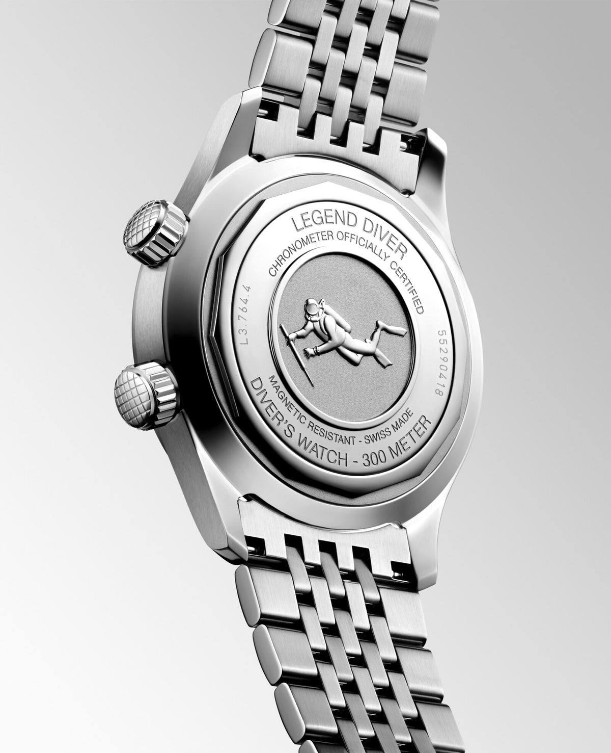 [SIMCHA-TOP500:LONGINES:L3.764.4.96.6:07] LONGINES LEGEND DIVER L3.764.4.96.6 Automatic, Stainless steel, Terracotta, Bracelet Watch - Watch back