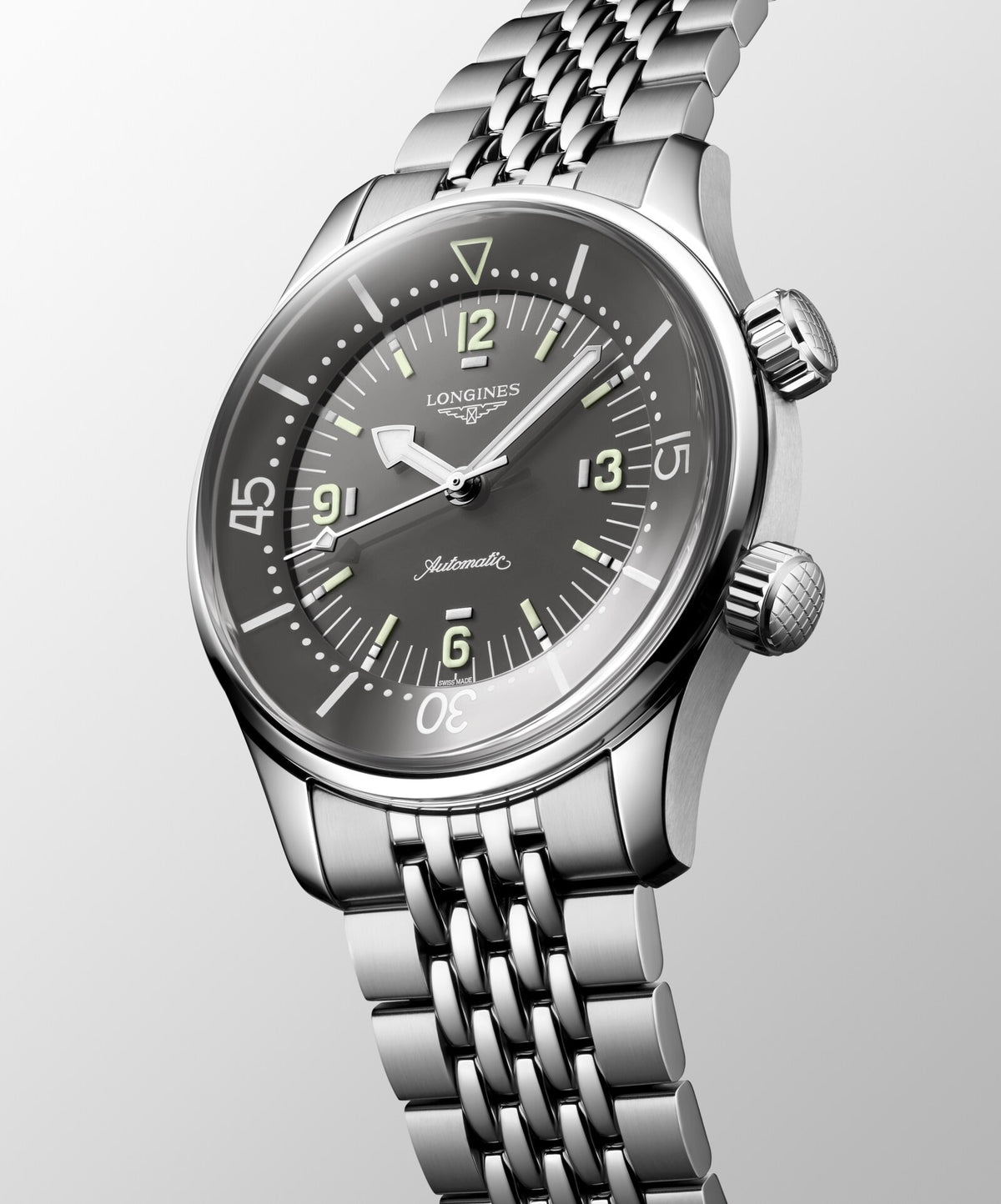 [SIMCHA-TOP500:LONGINES:L3.764.4.99.6:06] LONGINES LEGEND DIVER L3.764.4.99.6 Automatic, Stainless steel, Grey, Bracelet Watch - Watch face