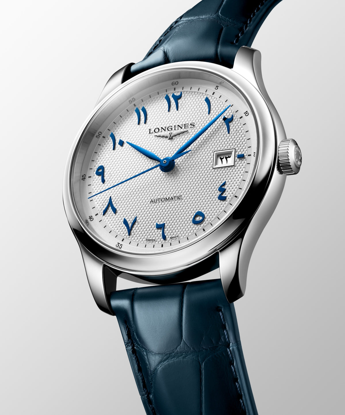 Longines Master Collection 41.00mm Automatic Silver "barleycorn" Dial Blue Alligator Strap Watch