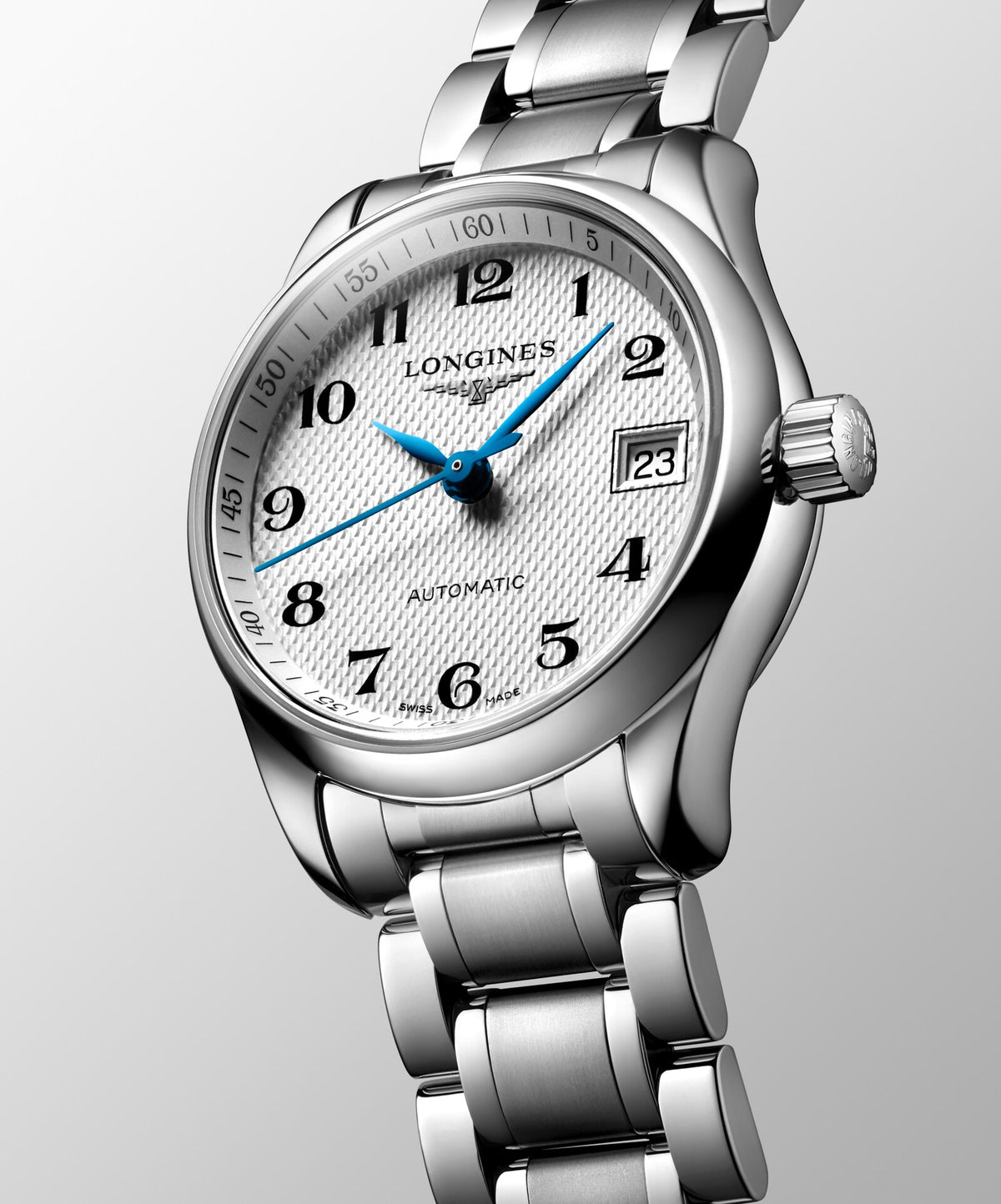 [SIMCHA-OFFICIAL-GALLERY:L2.128.4.78.6:03] Longines Master Collection 25.50mm Automatic Silver "barleycorn" Dial Stainless Steel Bracelet Watch — official gallery view 3