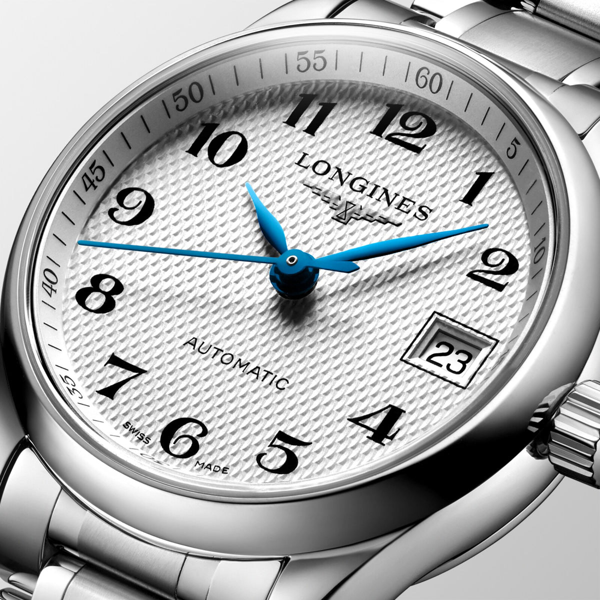[SIMCHA-OFFICIAL-GALLERY:L2.128.4.78.6:02] Longines Master Collection 25.50mm Automatic Silver "barleycorn" Dial Stainless Steel Bracelet Watch — official gallery view 2