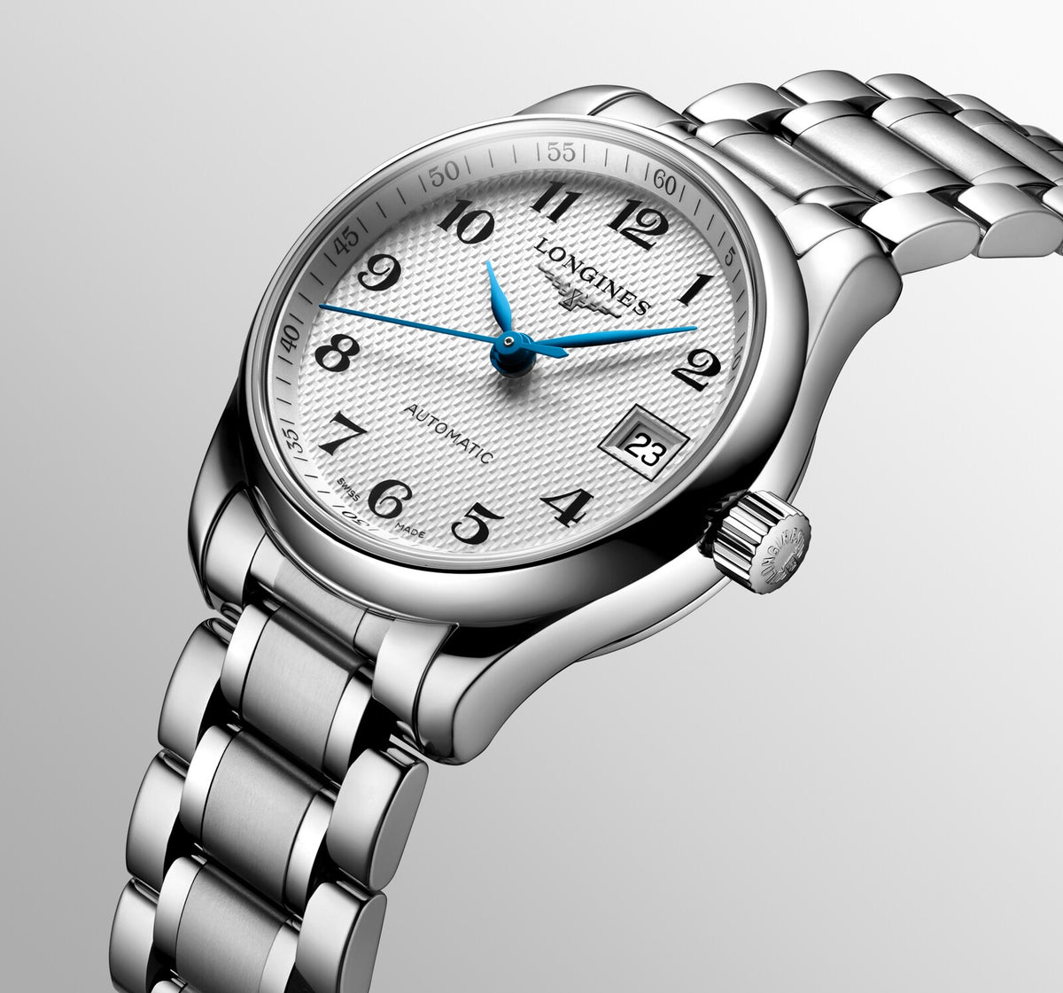 [SIMCHA-OFFICIAL-GALLERY:L2.128.4.78.6:05] Longines Master Collection 25.50mm Automatic Silver "barleycorn" Dial Stainless Steel Bracelet Watch — official gallery view 5