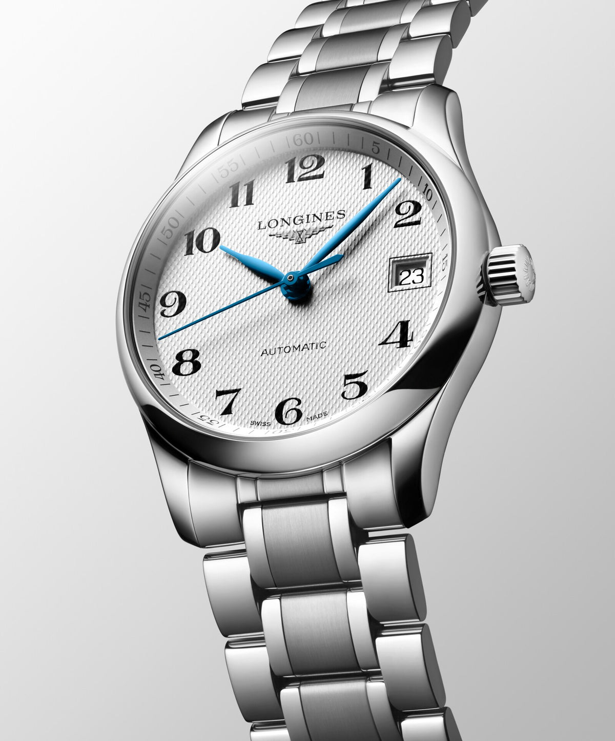 [SIMCHA-OFFICIAL-GALLERY:L2.357.4.78.6:04] Longines Master Collection 34.00mm Automatic Silver "barleycorn" Dial Stainless Steel Bracelet Watch — official gallery view 4