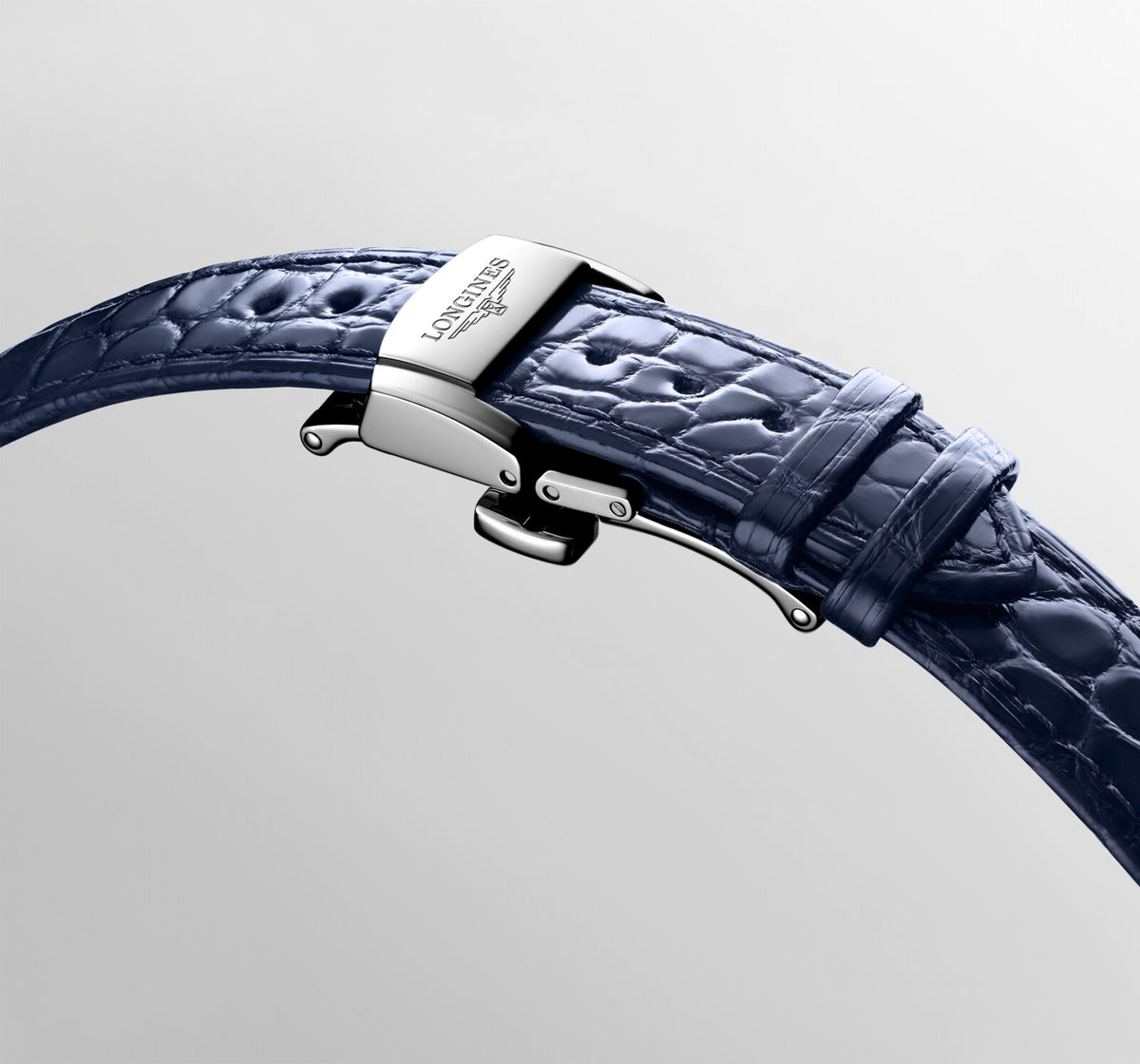 [SIMCHA-OFFICIAL-GALLERY:L2.449.4.87.2:06] Longines Master Collection 30.00mm Automatic White mother-of-pearl Dial Blue Alligator Strap Watch — official gallery view 6