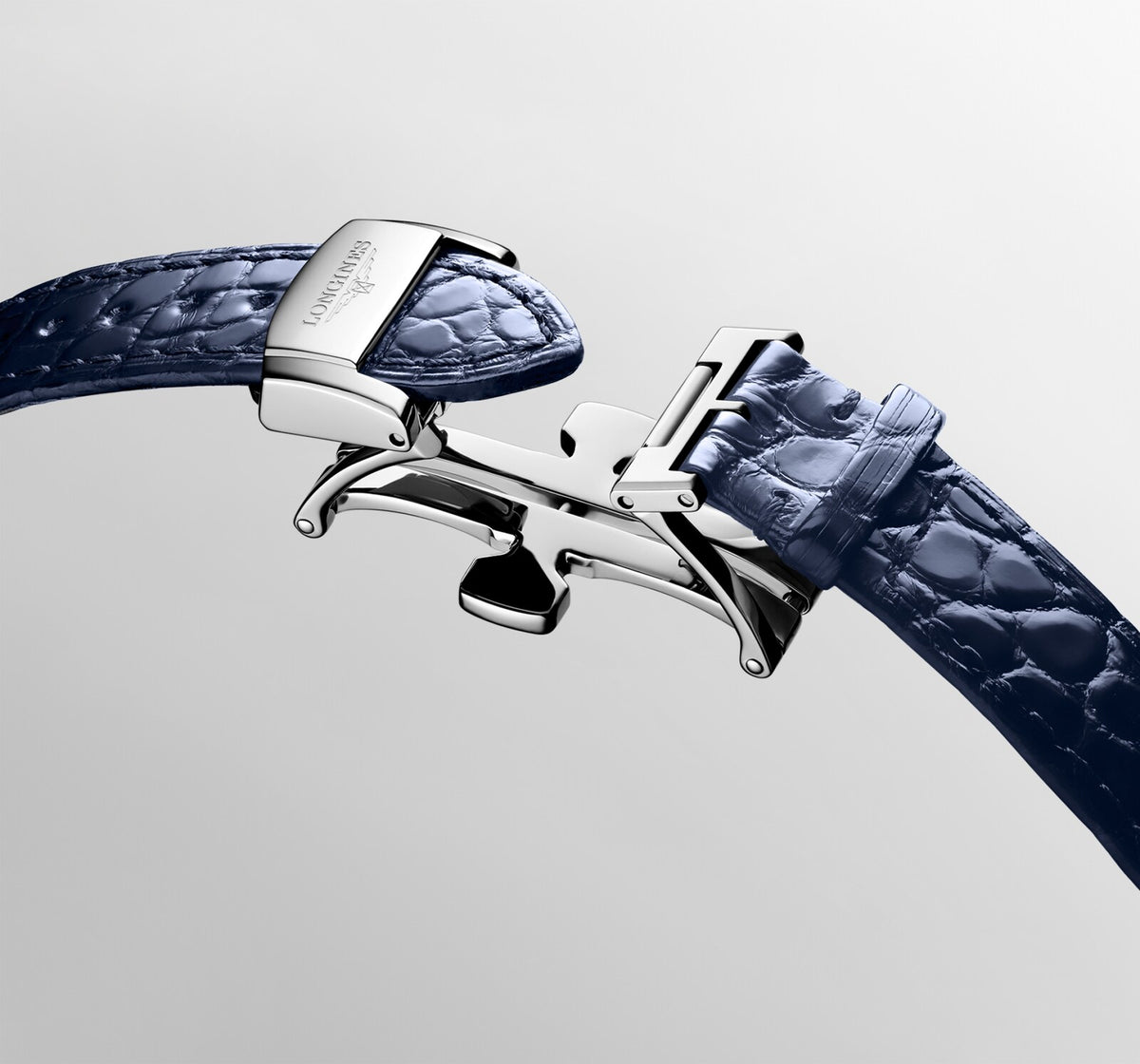 [SIMCHA-OFFICIAL-GALLERY:L2.449.4.87.2:07] Longines Master Collection 30.00mm Automatic White mother-of-pearl Dial Blue Alligator Strap Watch — official gallery view 7