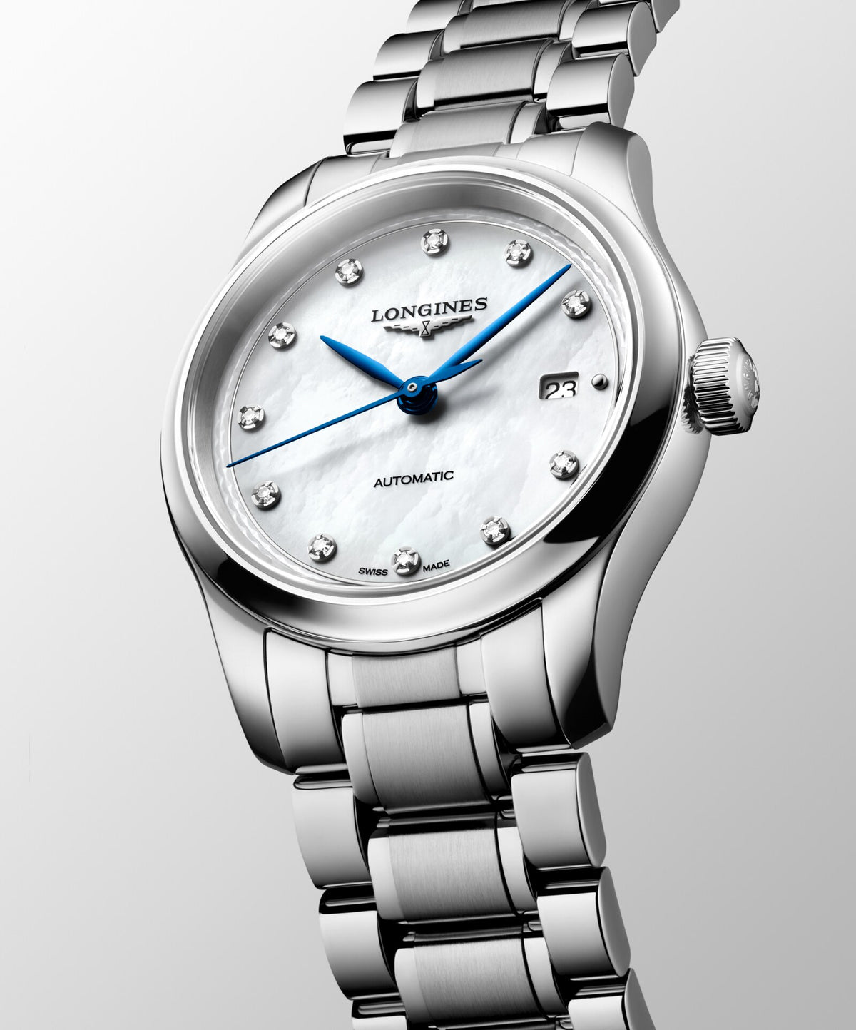 [SIMCHA-OFFICIAL-GALLERY:L2.449.4.87.6:04] Longines Master Collection 30.00mm Automatic White mother-of-pearl Dial Stainless Steel Bracelet Watch — official gallery view 4