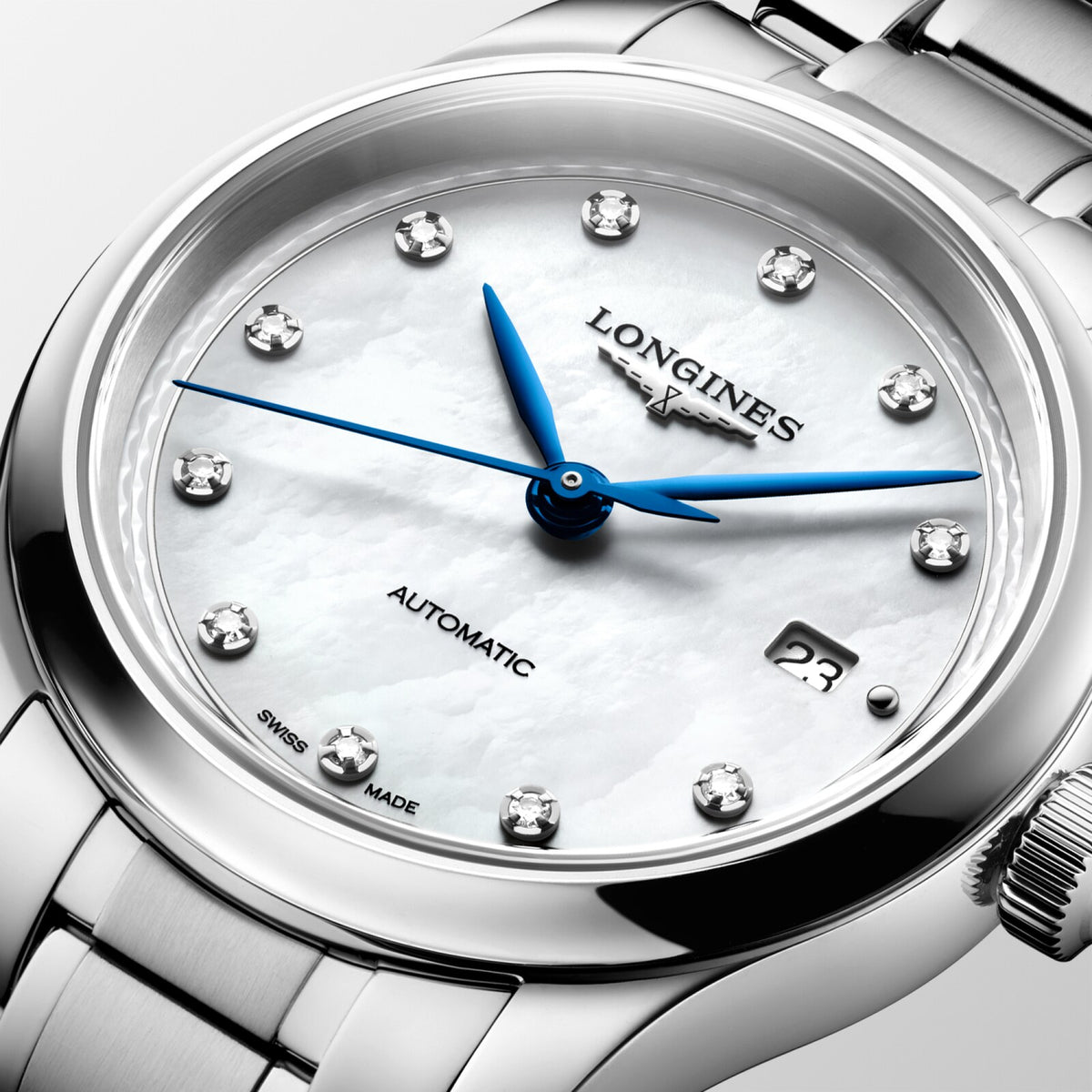 [SIMCHA-OFFICIAL-GALLERY:L2.449.4.87.6:02] Longines Master Collection 30.00mm Automatic White mother-of-pearl Dial Stainless Steel Bracelet Watch — official gallery view 2