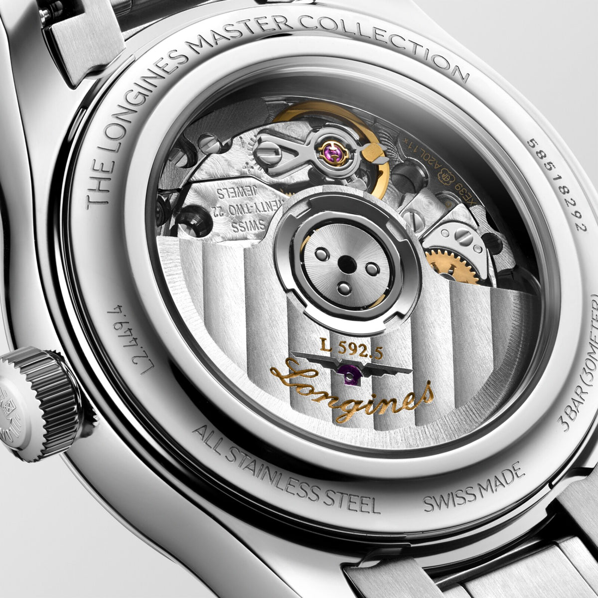 [SIMCHA-OFFICIAL-GALLERY:L2.449.4.87.6:03] Longines Master Collection 30.00mm Automatic White mother-of-pearl Dial Stainless Steel Bracelet Watch — official gallery view 3