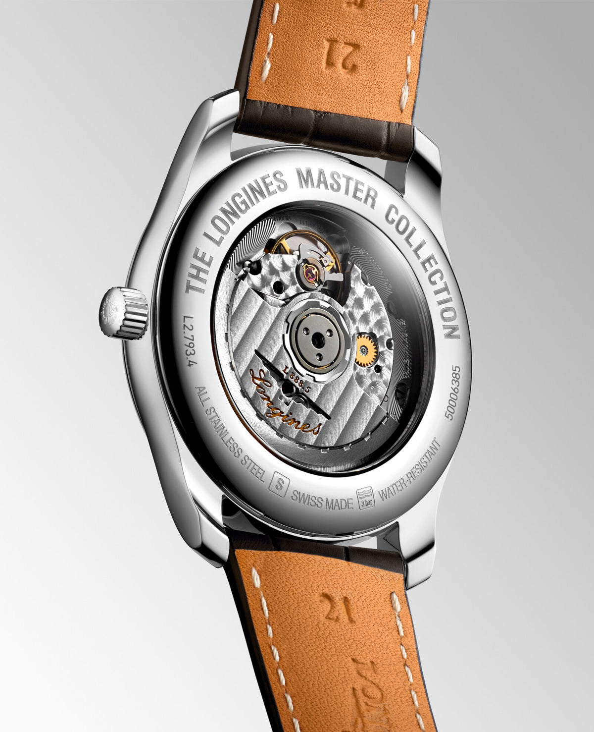 [SIMCHA-OFFICIAL-GALLERY:L2.793.4.78.3:05] Longines Master Collection 40.00mm Automatic Silver "barleycorn" Dial Brown Alligator Strap Watch — official gallery view 5