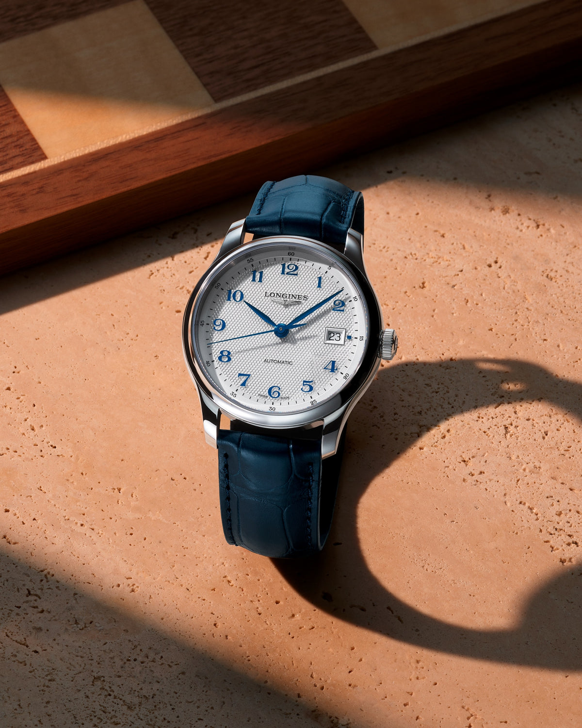 Longines Master Collection 39.00mm Automatic Silver "barleycorn" Dial Blue Alligator Strap Watch