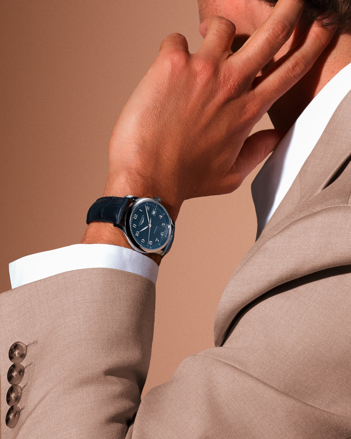 Longines Master Collection 39.00mm Automatic Blue "barleycorn" Dial Blue Alligator Strap Watch