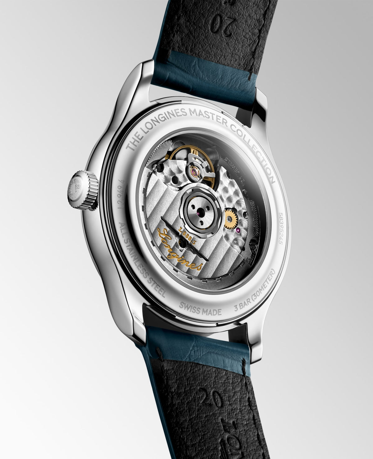Longines Master Collection 39.00mm Automatic Blue "barleycorn" Dial Blue Alligator Strap Watch