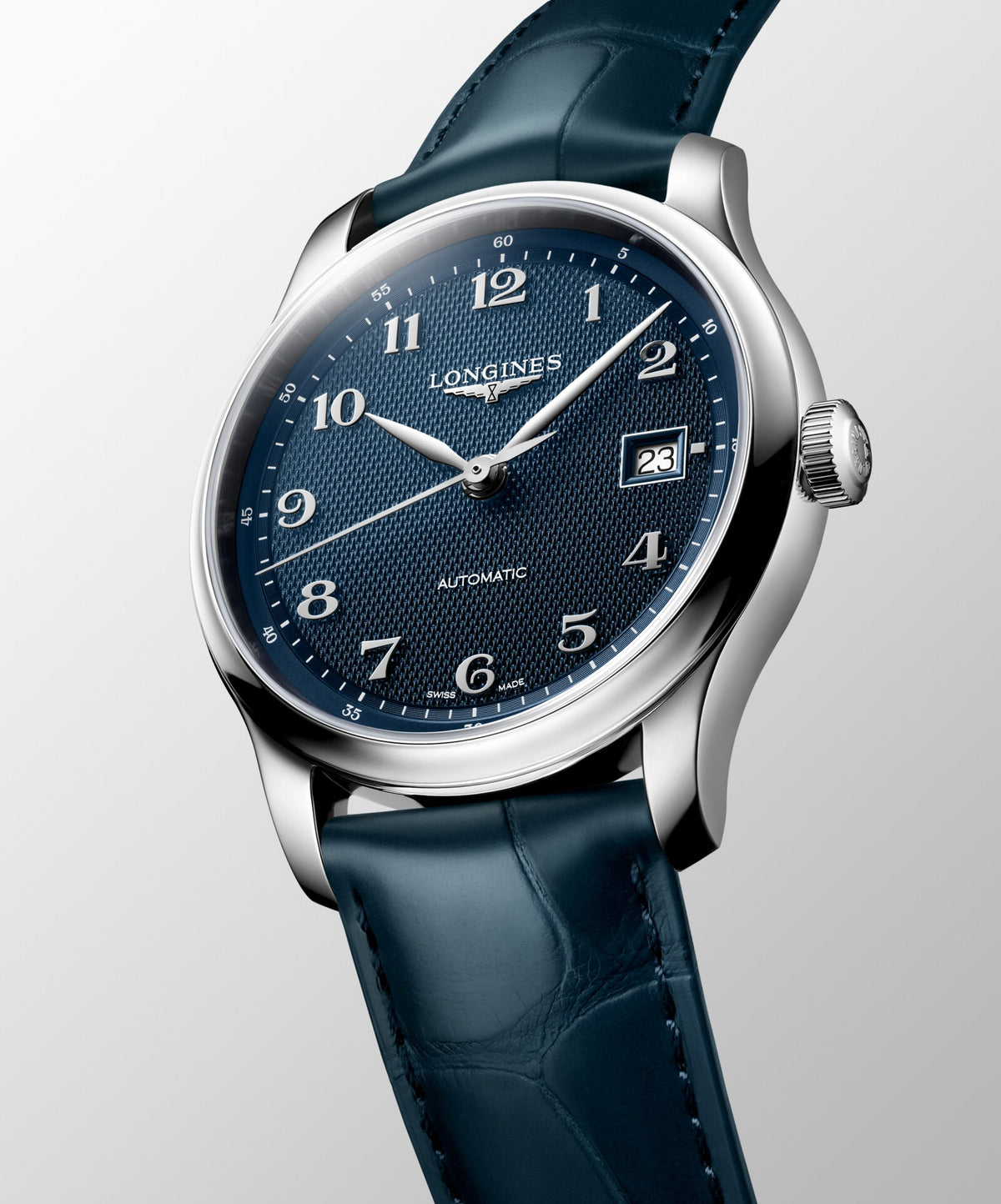 Longines Master Collection 39.00mm Automatic Blue "barleycorn" Dial Blue Alligator Strap Watch
