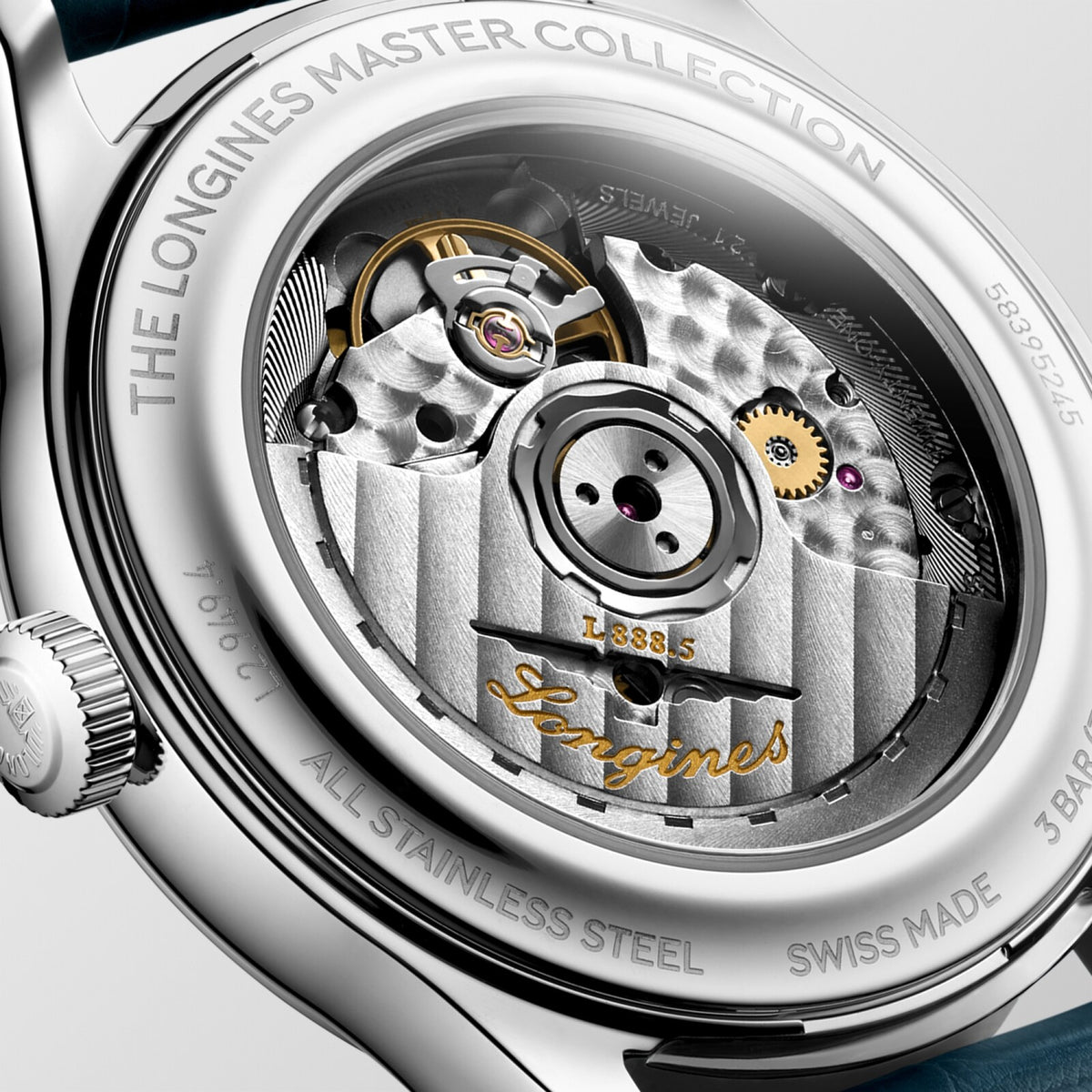 Longines Master Collection 39.00mm Automatic Blue "barleycorn" Dial Blue Alligator Strap Watch