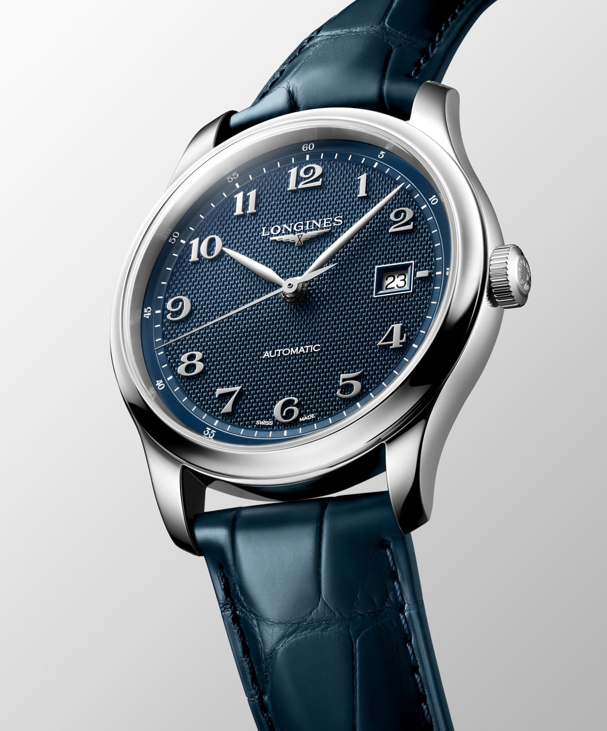 Longines Master Collection 41.00mm Automatic Blue "barleycorn" Dial Blue Alligator Strap Watch