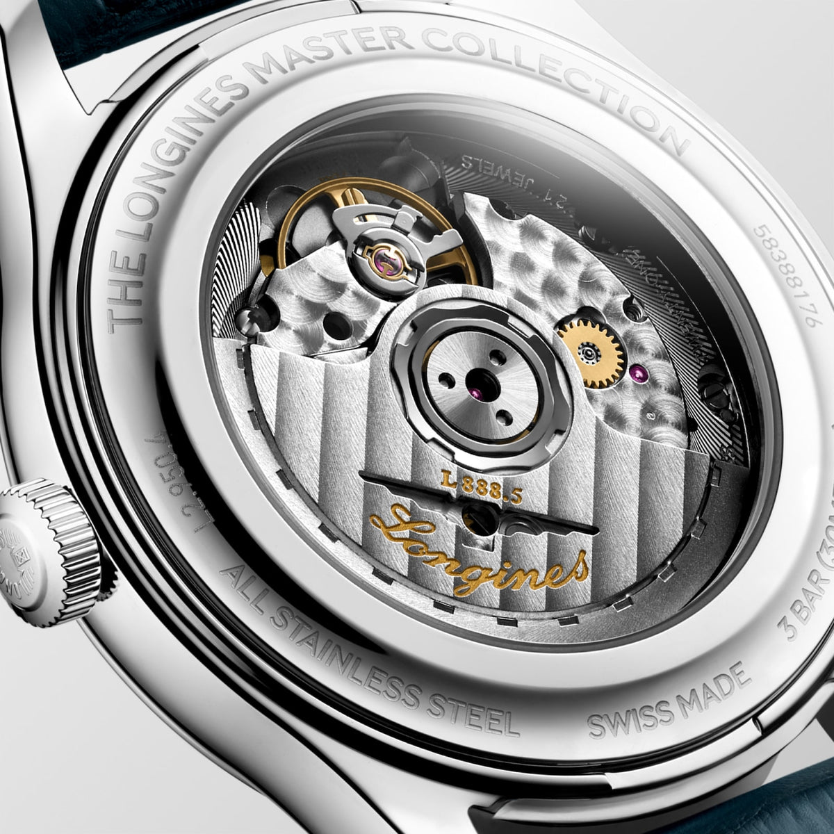 Longines Master Collection 41.00mm Automatic Blue "barleycorn" Dial Blue Alligator Strap Watch