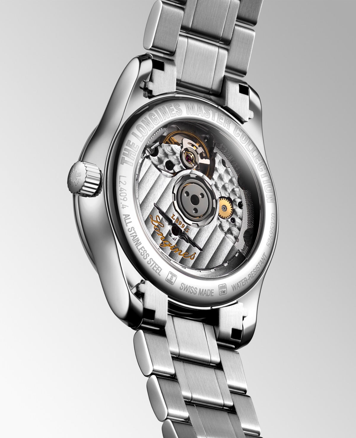 [SIMCHA-OFFICIAL-GALLERY:L2.409.4.78.6:07] Longines Master Collection Moonphase 34.00mm Automatic Silver "barleycorn" Dial Stainless Steel Bracelet Watch — official gallery view 7
