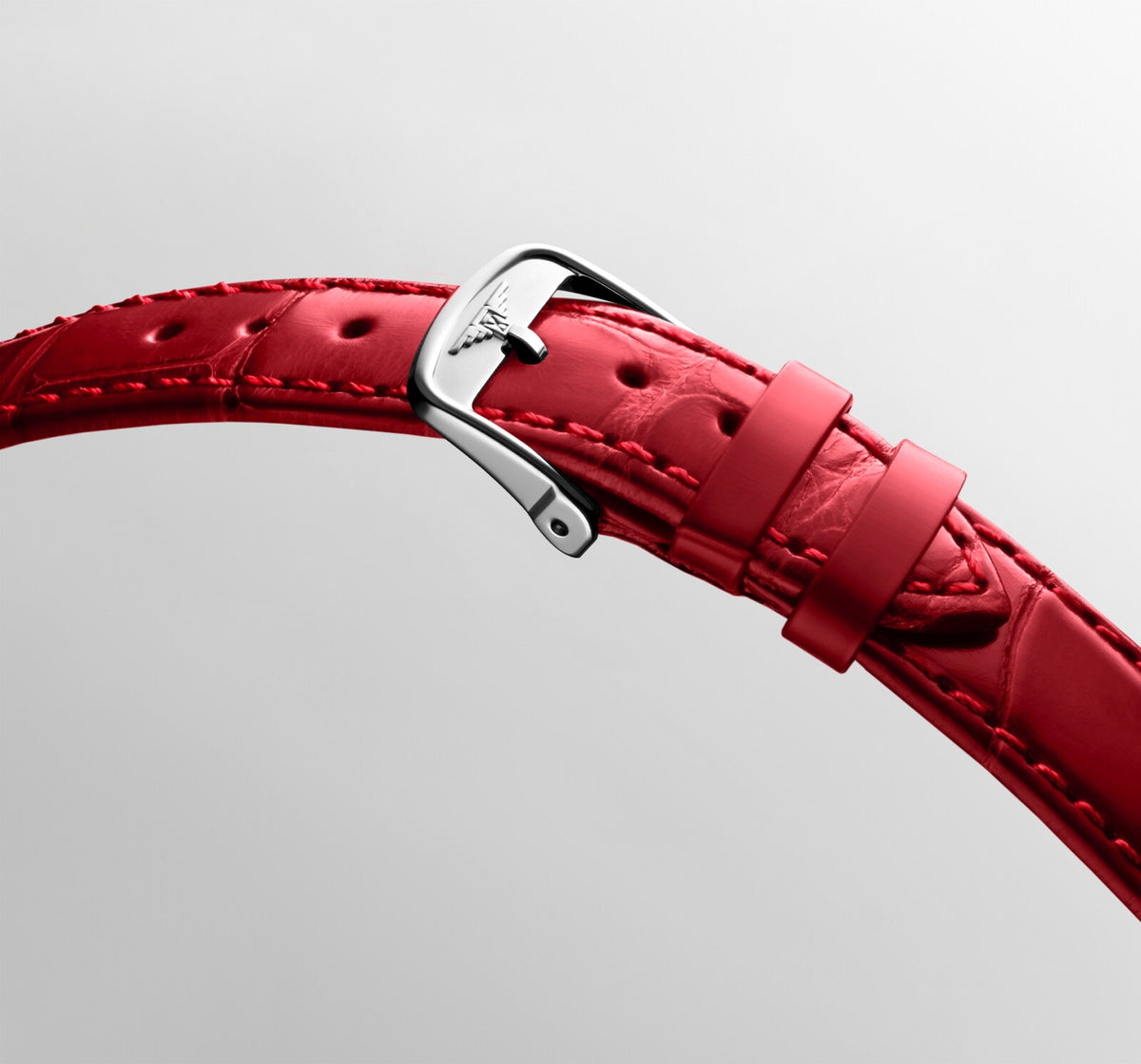 [SIMCHA-OFFICIAL-GALLERY:L5.200.4.71.5:08] Longines Mini DolceVita 21.50 x 29.00mm Quartz Silver "flinqué" Dial Red Alligator Strap Watch — official gallery view 8