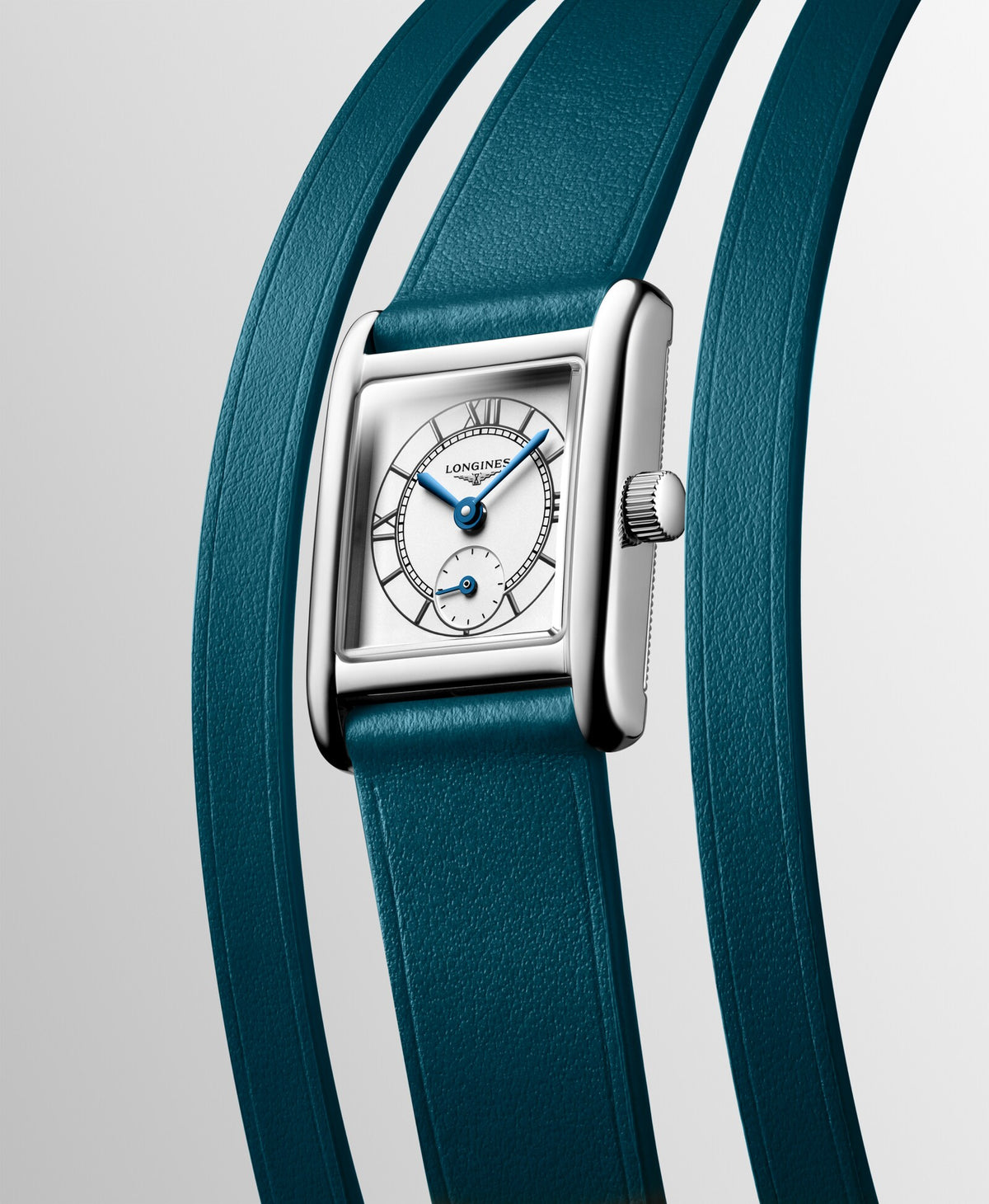[SIMCHA-OFFICIAL-GALLERY:L5.200.4.75.9:04] Longines Mini DolceVita 21.50 x 29.00mm Quartz Opaline Ivory Dial Green Leather Strap Watch — official gallery view 4