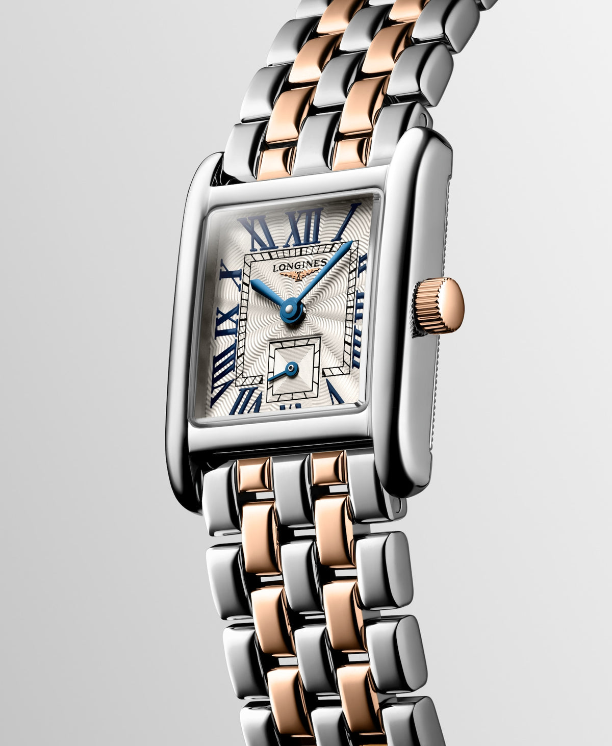 [SIMCHA-TOP500:LONGINES:L5.200.5.71.7:04] LONGINES MINI DOLCEVITA L5.200.5.71.7 Quartz, Stainless steel with rose gold 18 carats crown, Silver "flinqué", Bracelet Watch - Watch face