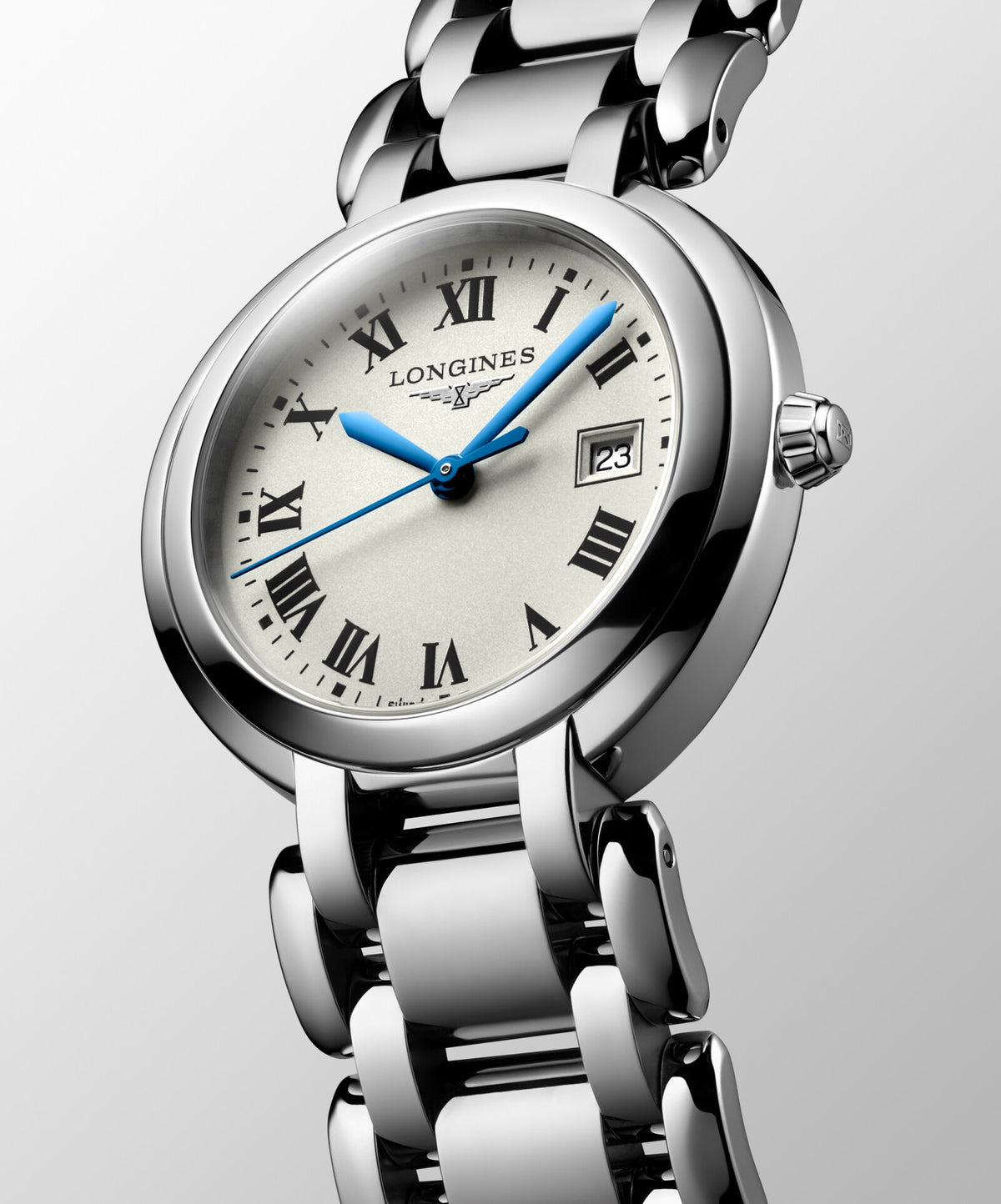 [SIMCHA-OFFICIAL-GALLERY:L8.122.4.71.6:04] Longines PrimaLuna 30.00mm Quartz Opaline Ivory Dial Stainless Steel Bracelet Watch — official gallery view 4