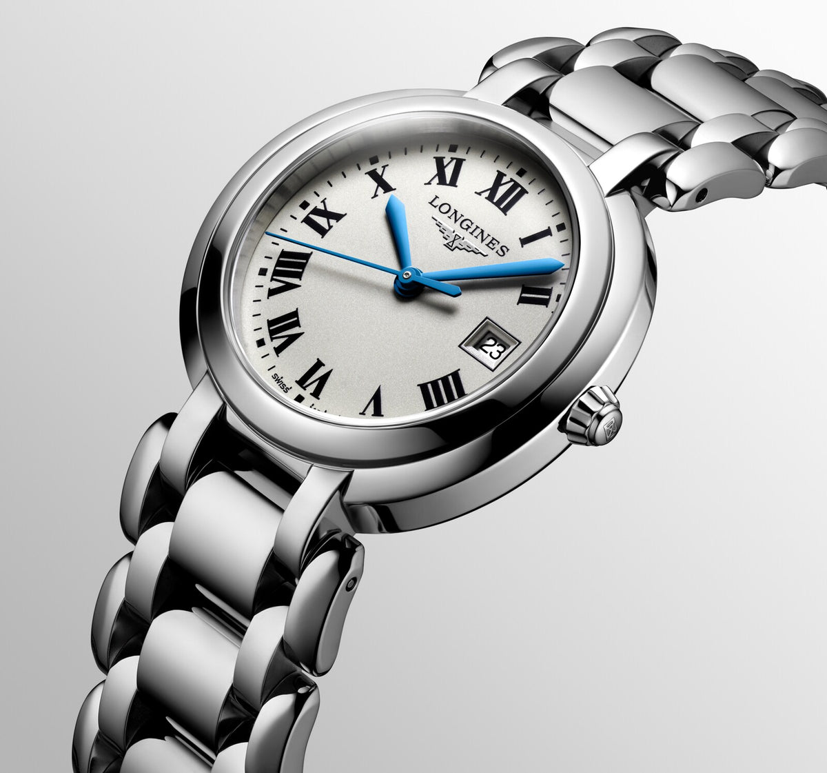 [SIMCHA-OFFICIAL-GALLERY:L8.122.4.71.6:08] Longines PrimaLuna 30.00mm Quartz Opaline Ivory Dial Stainless Steel Bracelet Watch — official gallery view 8