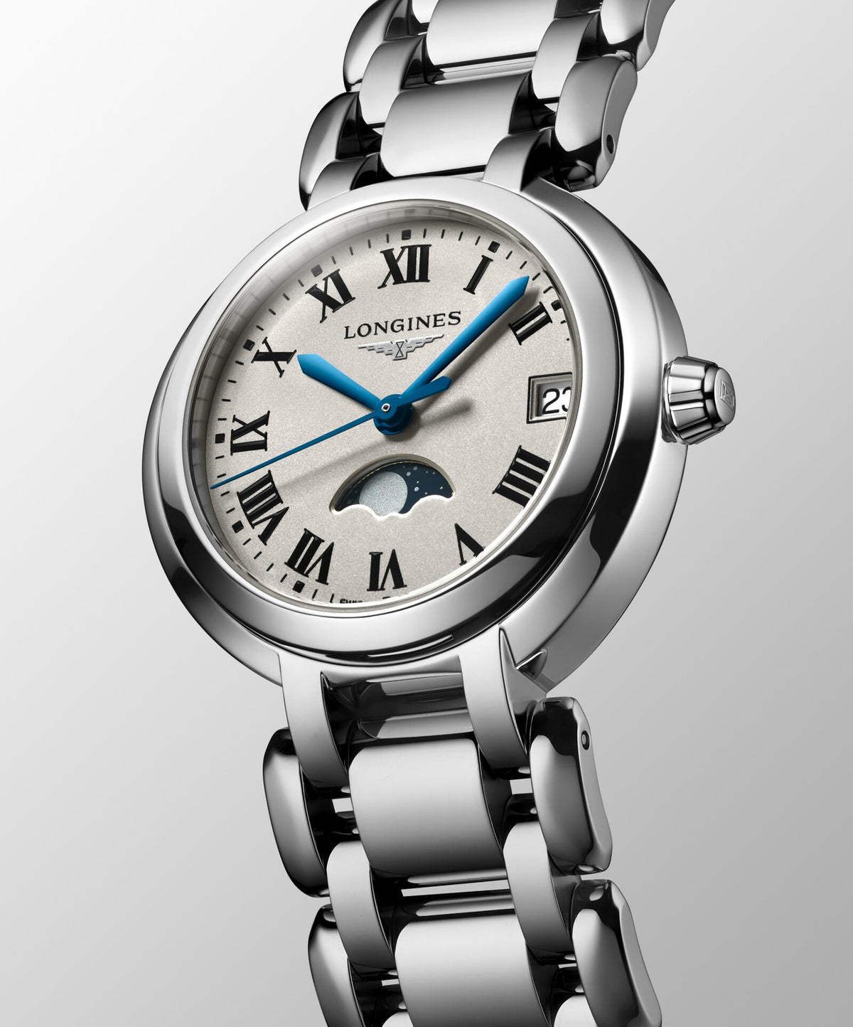 [SIMCHA-OFFICIAL-GALLERY:L8.115.4.71.6:06] Longines PrimaLuna 30.50mm Quartz Opaline Ivory Dial Stainless Steel Bracelet Watch — official gallery view 6