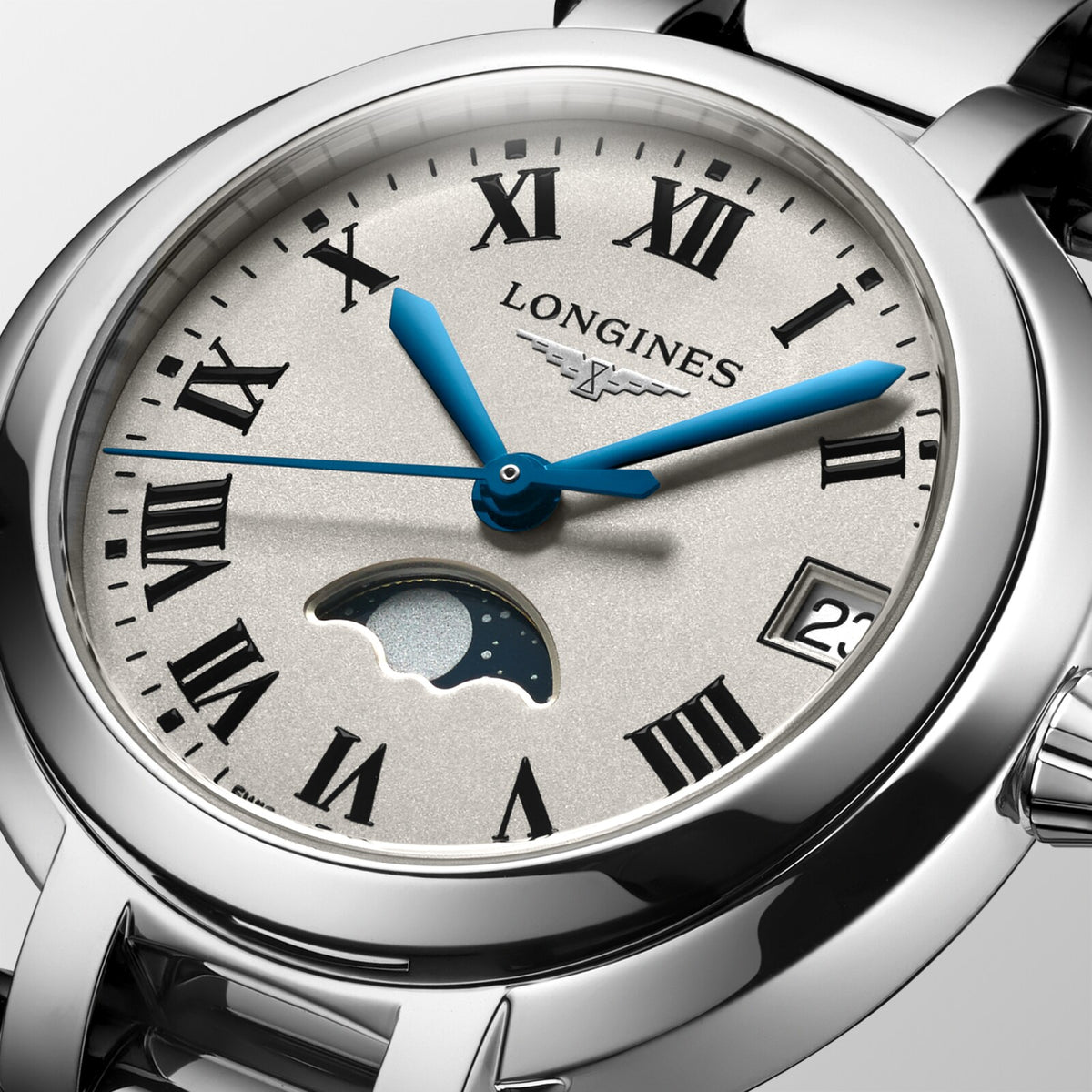 [SIMCHA-OFFICIAL-GALLERY:L8.115.4.71.6:02] Longines PrimaLuna 30.50mm Quartz Opaline Ivory Dial Stainless Steel Bracelet Watch — official gallery view 2