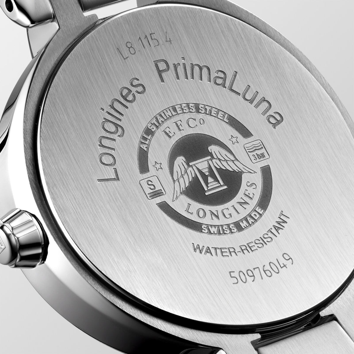[SIMCHA-OFFICIAL-GALLERY:L8.115.4.71.6:04] Longines PrimaLuna 30.50mm Quartz Opaline Ivory Dial Stainless Steel Bracelet Watch — official gallery view 4