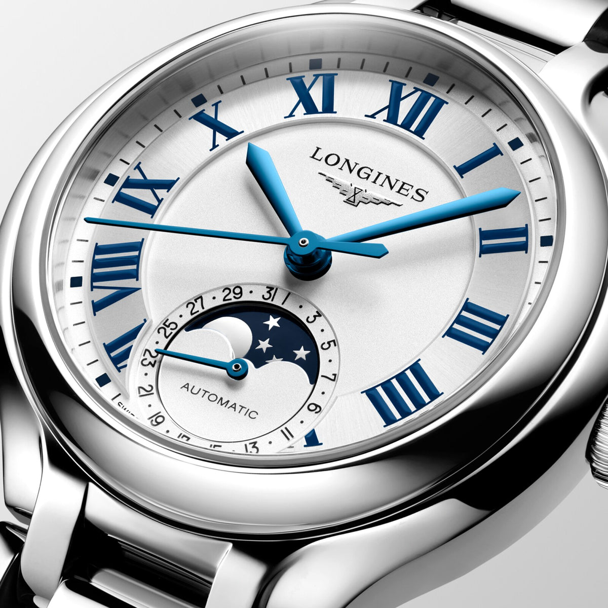 [SIMCHA-OFFICIAL-GALLERY:L8.126.4.71.6:02] Longines PrimaLuna 34.00mm Automatic Opaline Ivory Dial Stainless Steel Bracelet Watch — official gallery view 2