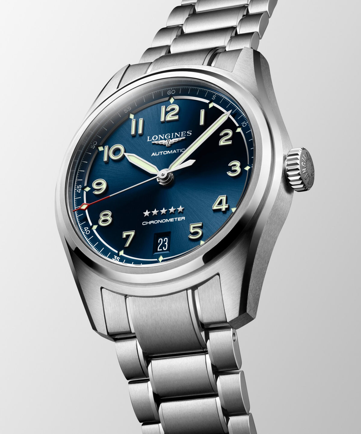 [SIMCHA-OFFICIAL-GALLERY:L3.410.4.93.6:04] Longines Spirit 37.00mm Automatic Sunray blue Dial Stainless Steel Bracelet Watch — official gallery view 4