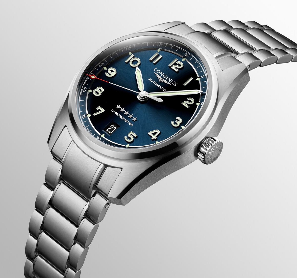 [SIMCHA-OFFICIAL-GALLERY:L3.410.4.93.6:05] Longines Spirit 37.00mm Automatic Sunray blue Dial Stainless Steel Bracelet Watch — official gallery view 5