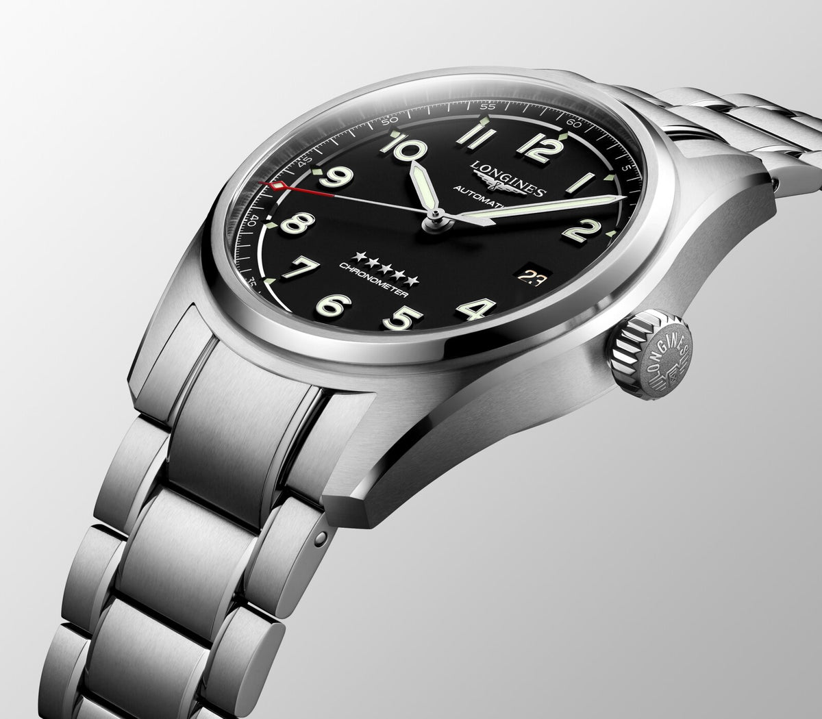 [SIMCHA-OFFICIAL-GALLERY:L3.810.4.53.6:06] Longines Spirit 40.00mm Automatic Black matt Dial Stainless Steel Bracelet Watch — official gallery view 6