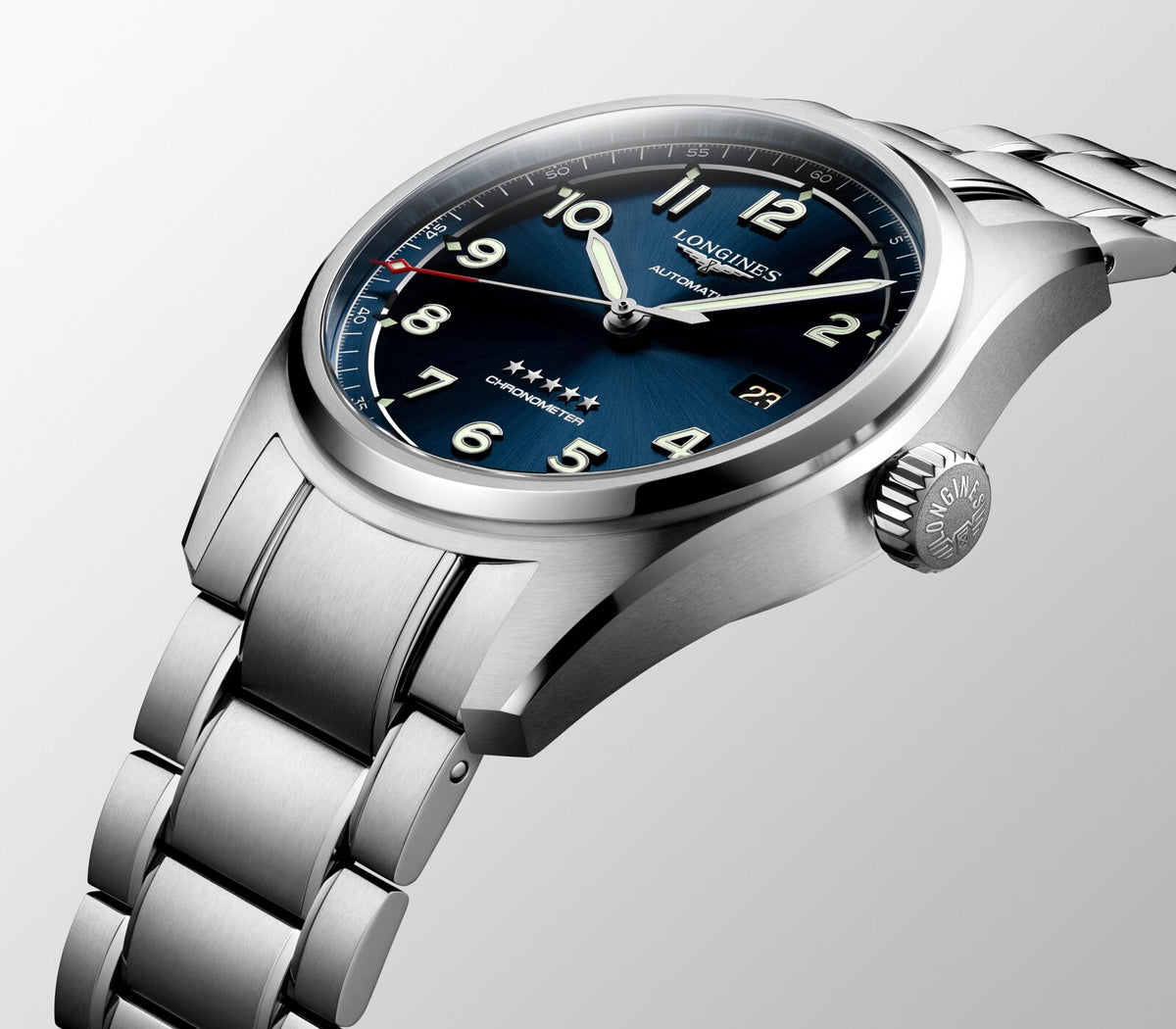 [SIMCHA-OFFICIAL-GALLERY:L3.810.4.93.6:06] Longines Spirit 40.00mm Automatic Sunray blue Dial Stainless Steel Bracelet Watch — official gallery view 6