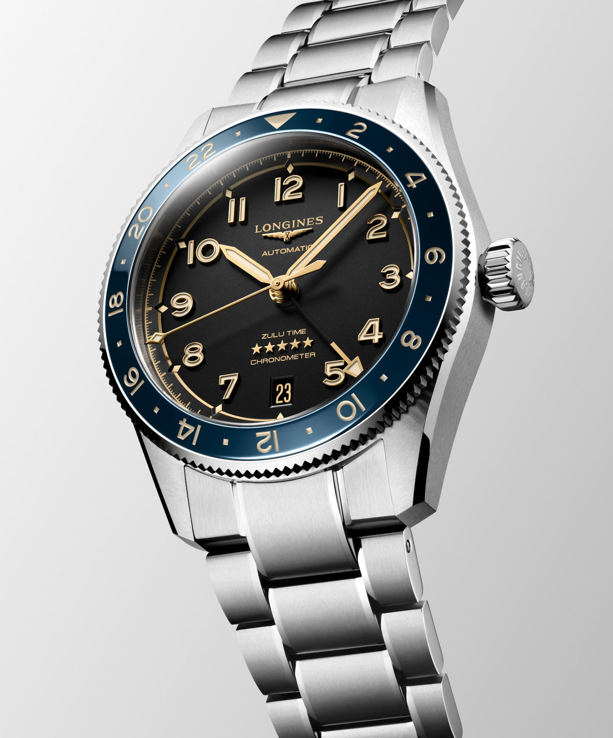 [SIMCHA-STANDALONE:L3.802.4.60.6:04] Longines Spirit Zulu Time 39.00 mm Automatic Anthracite Dial Stainless steel Bracelet Watch – L3.802.4.60.6 – LONGINES SPIRIT ZULU TIME L3.802.4.60.6 Automatic, Stainless steel and ceramic bezel, Anthracite, Bracelet Watch - Watch face