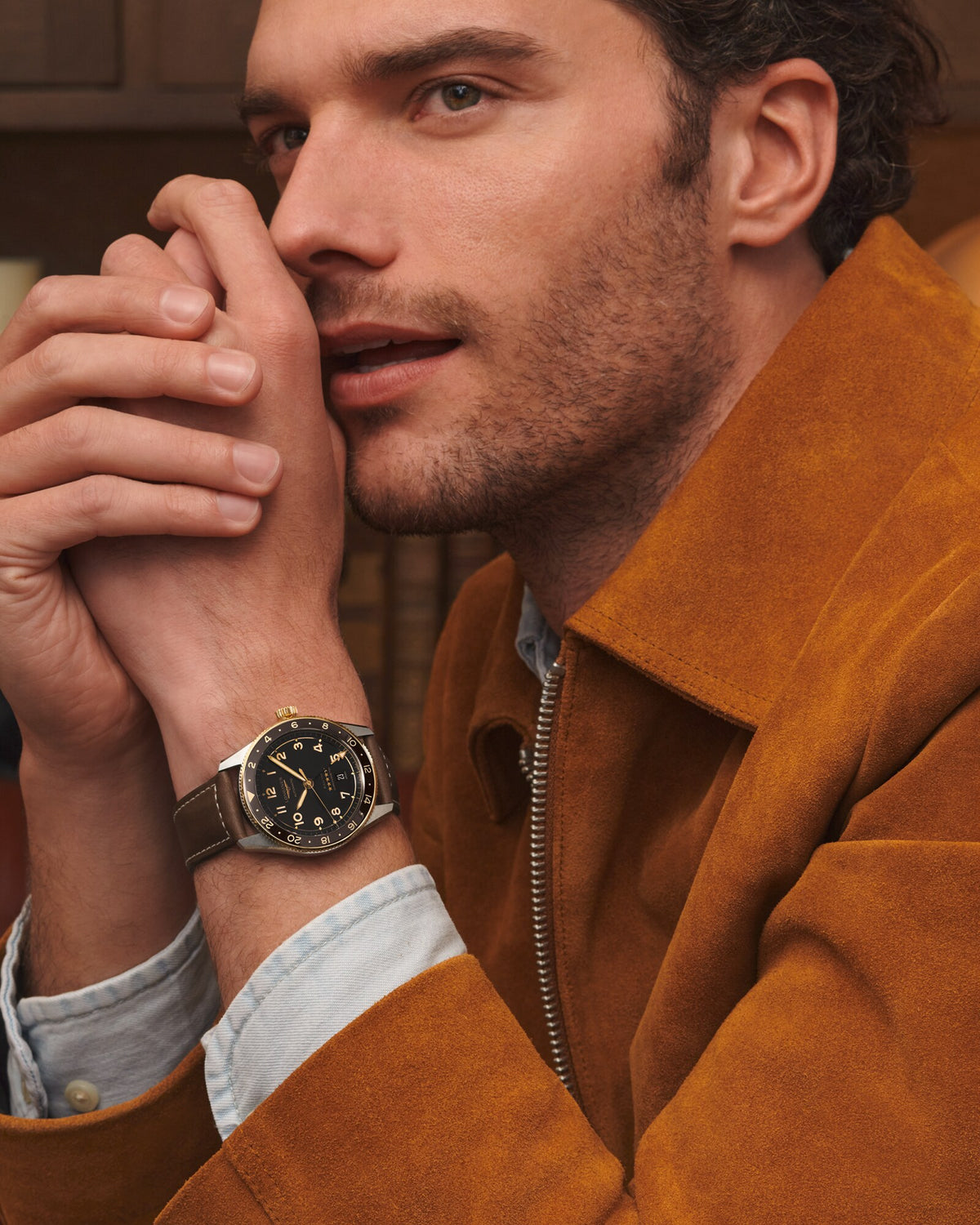 [SIMCHA-TOP500:LONGINES:L3.812.5.53.2:11] LONGINES SPIRIT ZULU TIME L3.812.5.53.2 Automatic, Stainless steel and 18 karat yellow gold cap 200, Anthracite, Strap Watch - Extra picture