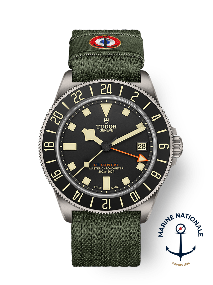 [SIMCHA-TOP500:TUDOR:M2542G267NU-0002:01] Pelagos FXD GMT 42mm titanium case Green fabric strap