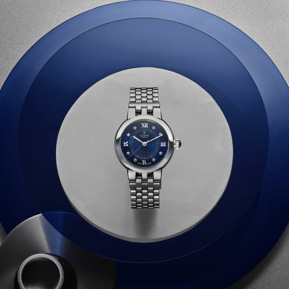 TUDOR Clair de Rose 26mm Automatic Blue with diamonds Dial Steel Bracelet Watch