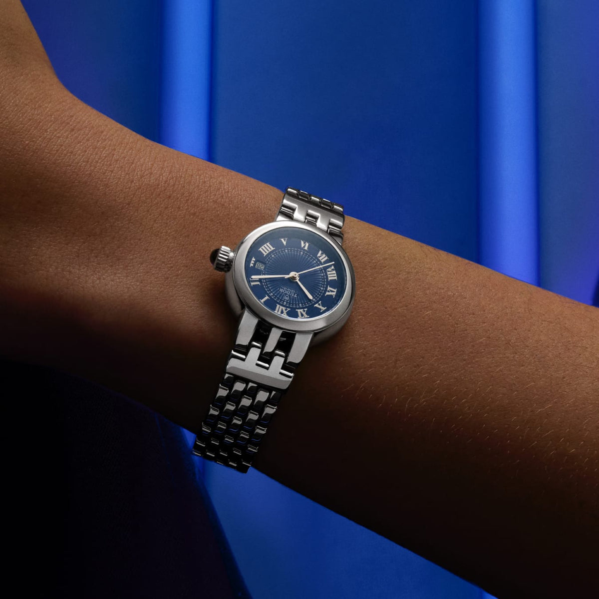 TUDOR Clair de Rose 34mm Automatic Blue Dial Steel Bracelet Watch