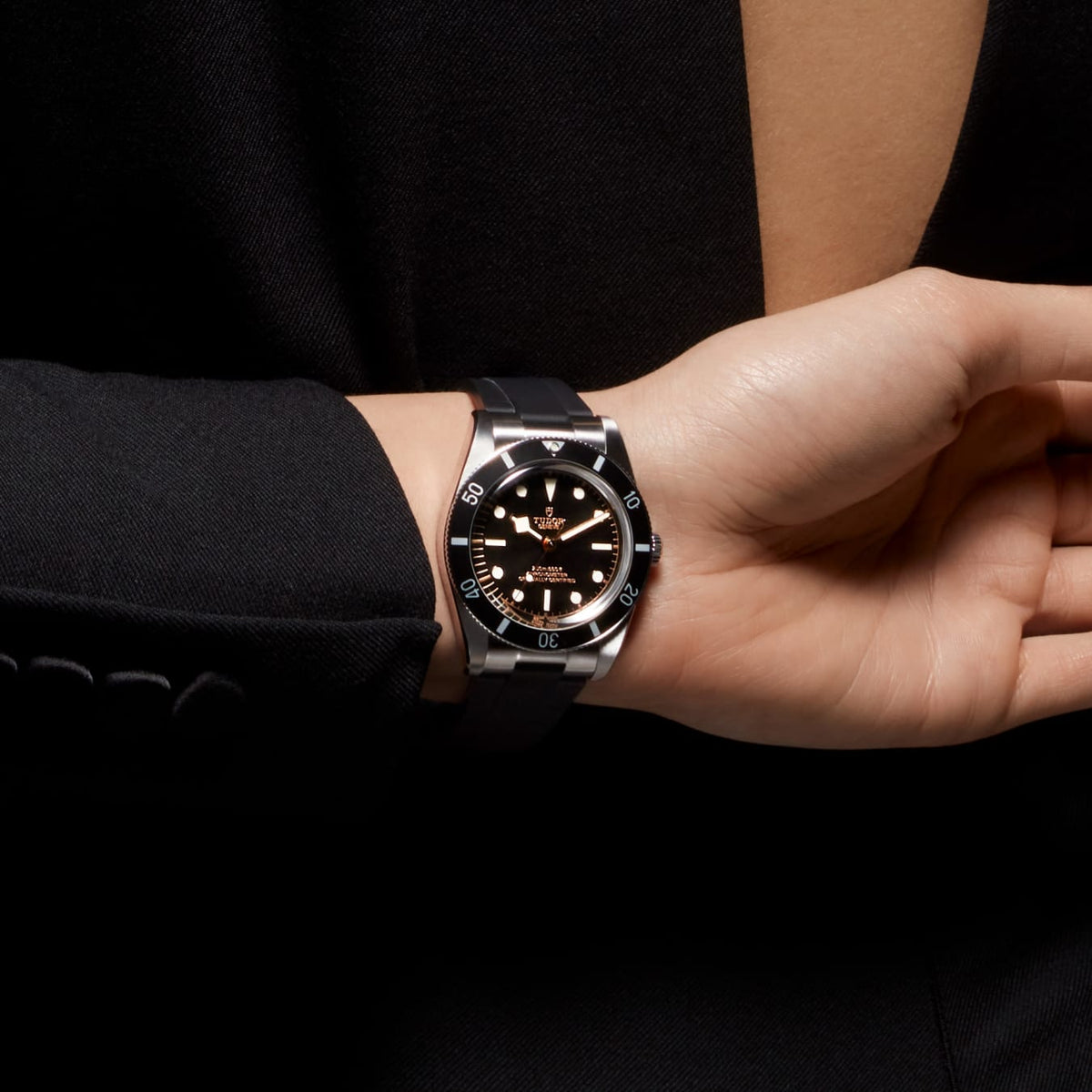 TUDOR Black Bay 54 37mm Automatic Black Dial Rubber Strap Watch